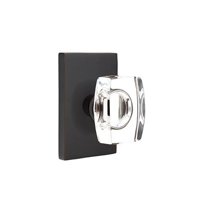 Emtek - Passage, Modern Rectangular Rosette, Windsor Crystal Knob, US10B - Oil Rubbed Bronze