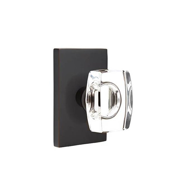 Emtek - Passage, Modern Rectangular Rosette, Windsor Crystal Knob, US10B - Oil Rubbed Bronze
