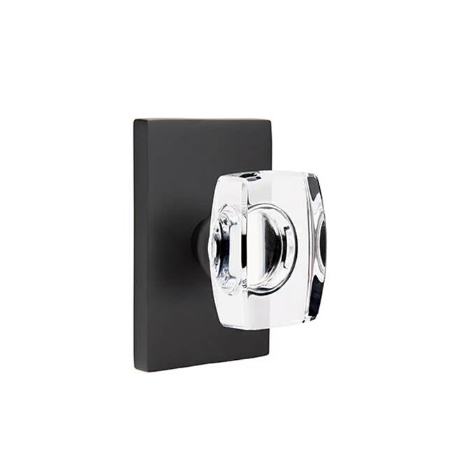 Emtek - Dummy, Modern Rectangular Rosette, Windsor Crystal Knob, US19 - Flat Black
