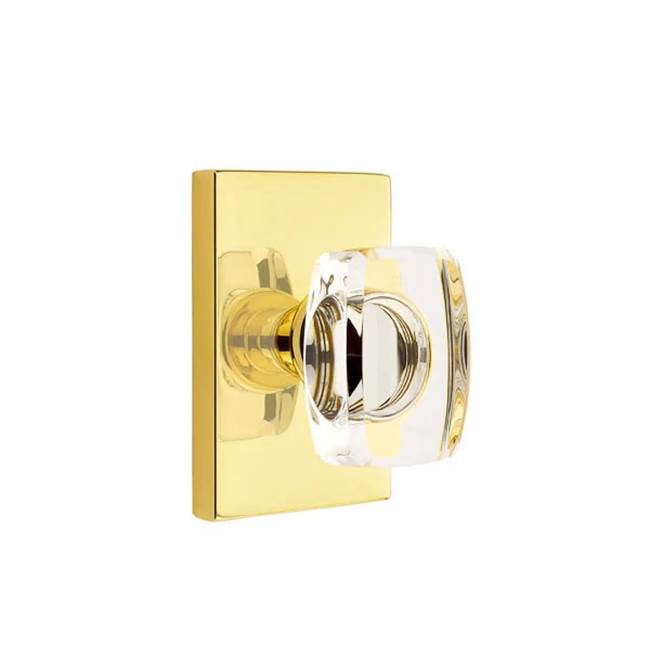 Emtek - Passage, Modern Rectangular Rosette, Windsor Crystal Knob, US3NL - Unlacquered Brass