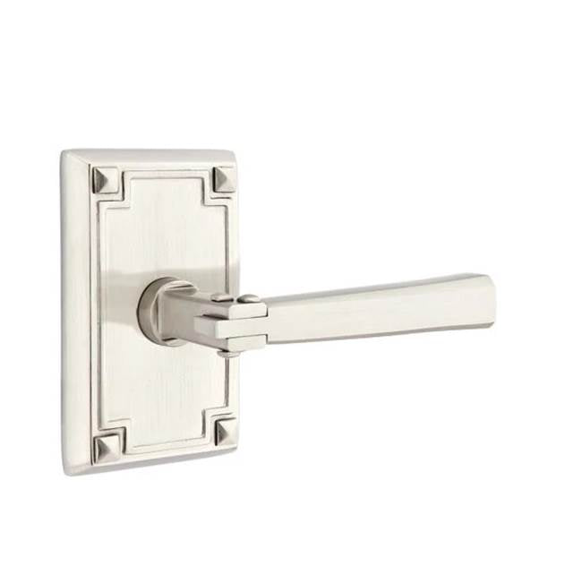 Emtek - Privacy, Arts and Crafts Rectangular Rosette, Arts and Crafts Lever, LH, US15 - Satin Nickel
