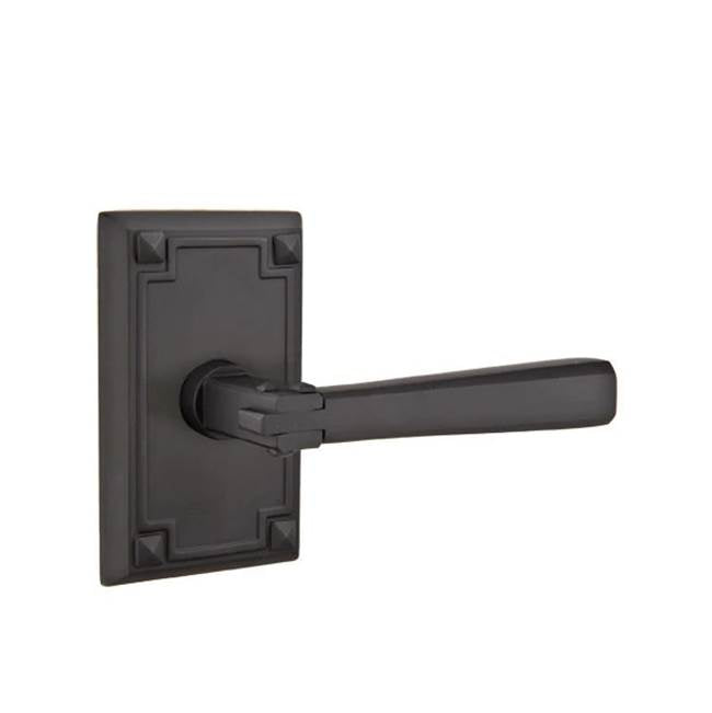 Emtek - Privacy, Arts and Crafts Rectangular Rosette, Arts and Crafts Lever, LH, US19 - Flat Black