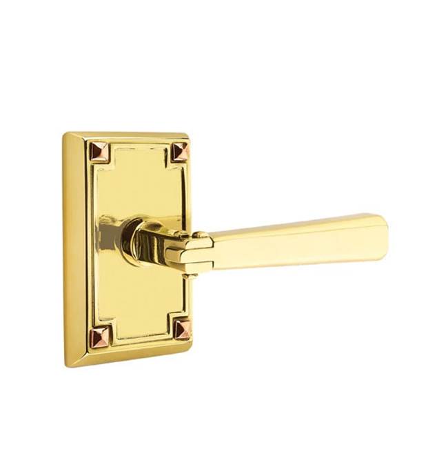 Emtek - Privacy, Arts and Crafts Rectangular Rosette, Arts and Crafts Lever, RH, US3NL - Unlacquered Brass