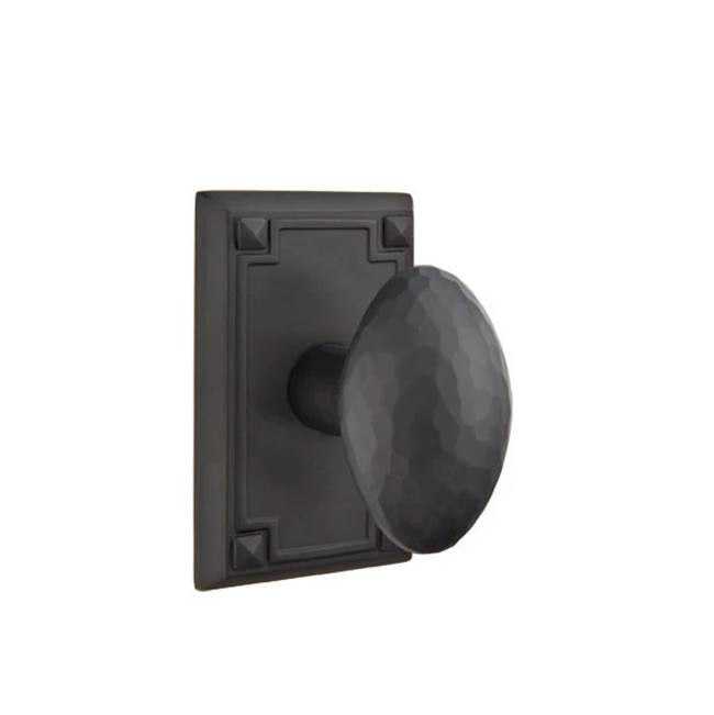Emtek - Dummy, Arts and Crafts Rectangular Rosette, Hammered Egg Knob, US19 - Flat Black