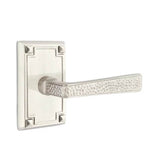 Emtek - Passage, Arts and Crafts Rectangular Rosette, Hammered Lever, LH, US15 - Satin Nickel