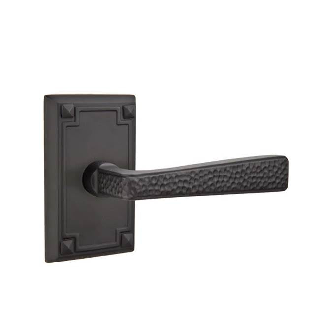Emtek - Dummy, Arts and Crafts Rectangular Rosette, Hammered Lever, US19 - Flat Black