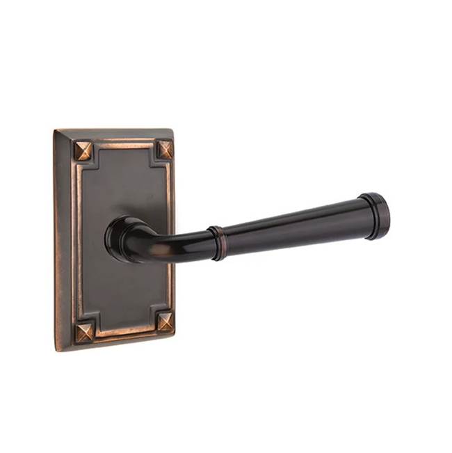 Emtek - Dummy, Arts and Crafts Rectangular Rosette, Merrimack Lever, US10B - Oil Rubbed Bronze