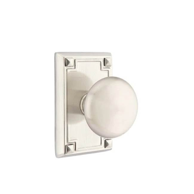 Emtek - Dummy, Arts and Crafts Rectangular Rosette, Providence Knob, US15 - Satin Nickel