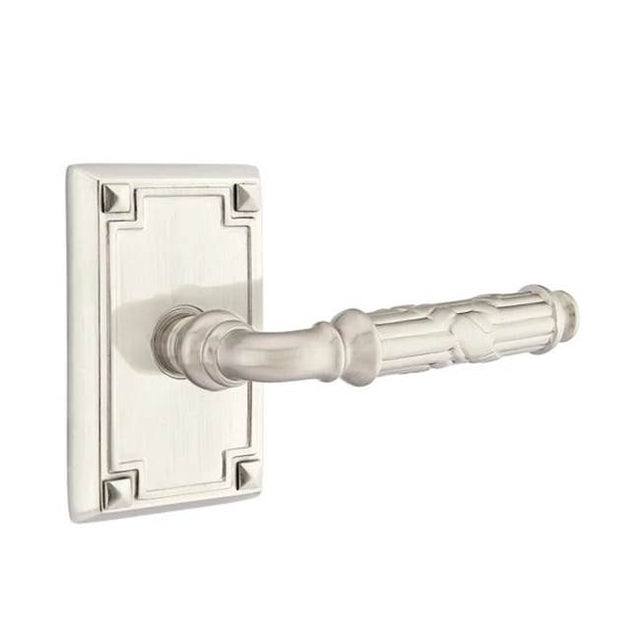 Emtek - Passage, Arts and Crafts Rectangular Rosette, Ribbon and Reed Lever, RH, US15 - Satin Nickel