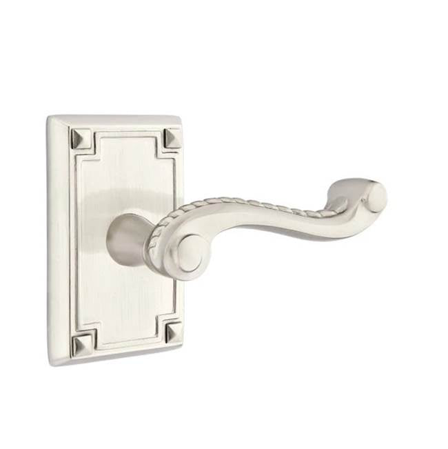 Emtek - Privacy, Arts and Crafts Rectangular Rosette, Rope Lever, LH, US15 - Satin Nickel