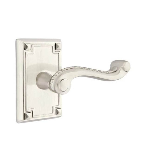 Emtek - Passage, Arts and Crafts Rectangular Rosette, Rope Lever, RH, US15 - Satin Nickel