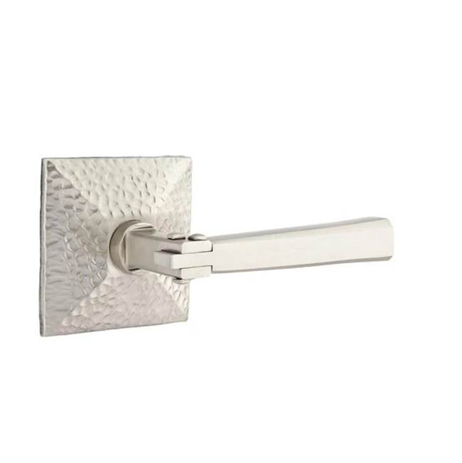 Emtek - Privacy, Hammered Rosette, Arts and Crafts Lever, LH, US15 - Satin Nickel