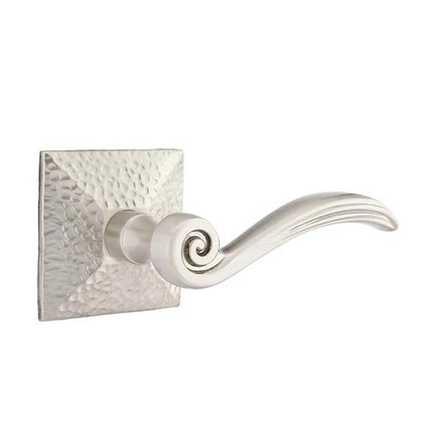 Emtek - Privacy, Hammered Rosette, Elan Lever, LH, US15 - Satin Nickel