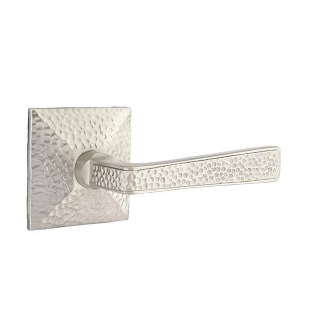 Emtek - Concealed, Privacy, Hammered Rosette, Hammered Lever, US15 - Satin Nickel