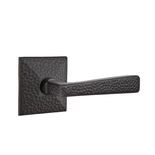 Emtek - Concealed, Passage, Hammered Rosette, Hammered Lever, US19 - Flat Black