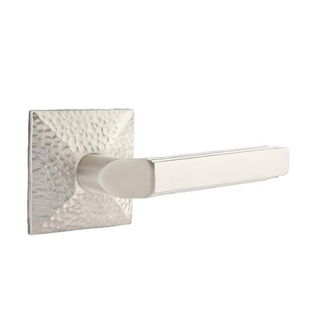 Emtek - Privacy, Hammered Rosette, Milano Lever, LH, US15 - Satin Nickel