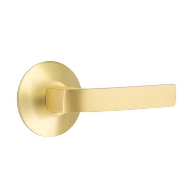 Emtek - Privacy, Modern Rosette, Breslin Lever, LH, US4 - Satin Brass