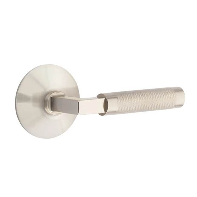 Emtek - Dummy, Modern Rosette US15, L-Square Stem US15, Knurled Handle US15 - Satin Nickel