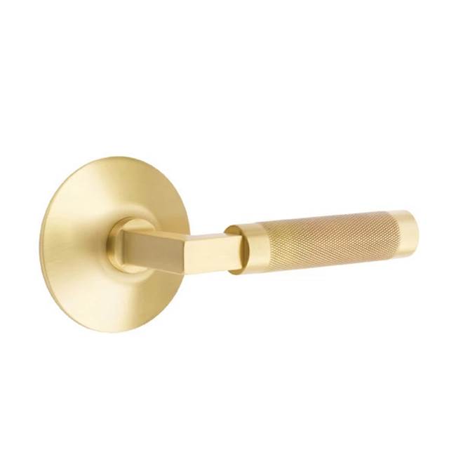 Emtek - Passage, Modern Rosette US4, L-Square Stem US4, Knurled Handle US4 LH - Satin Brass