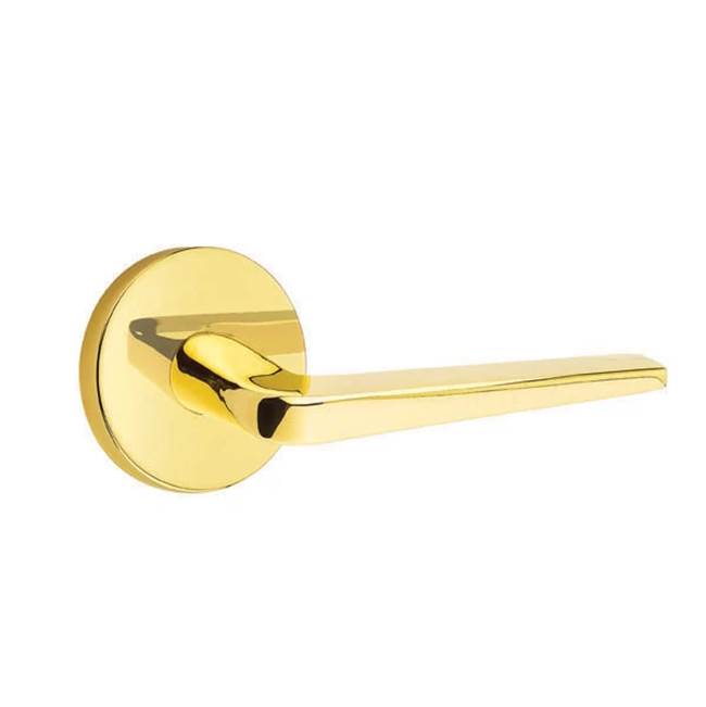 Emtek - Passage, Disk Rosette, Athena Lever, RH, US3NL - Unlacquered Brass