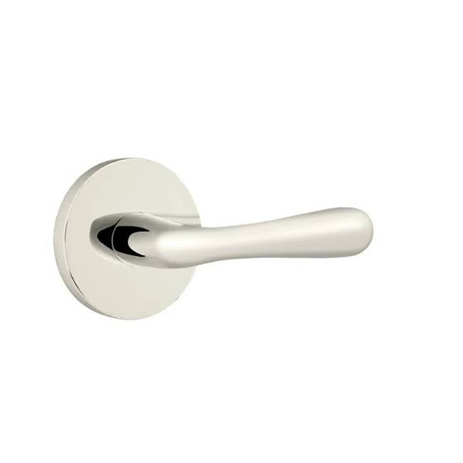 Emtek - Privacy, Disk Rosette, Basel Lever, LH, US14 - Polished Nickel
