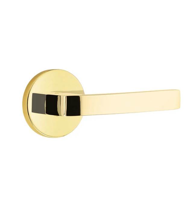 Emtek - Privacy, Disk Rosette, Breslin Lever, LH, US3NL - Unlacquered Brass