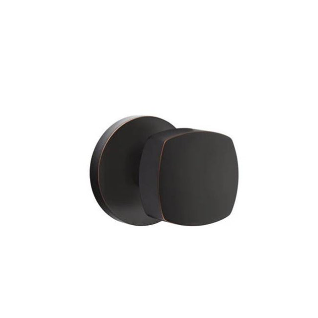 Emtek - Privacy, Disk Rosette, Freestone Square Knob, US10B - Oil Rubbed Bronze