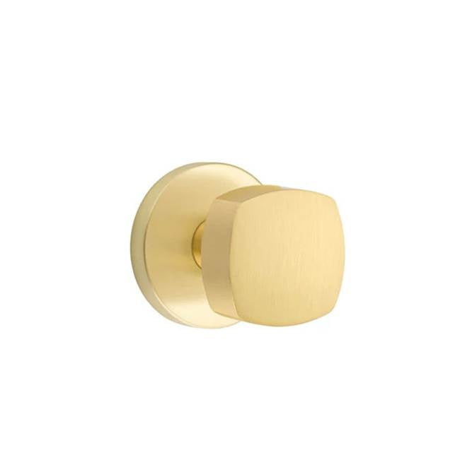Emtek - Dummy, Disk Rosette, Freestone Square Knob, US4 - Satin Brass