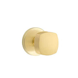 Emtek - Passage, Disk Rosette, Freestone Square Knob, US4 - Satin Brass