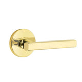 Emtek - Privacy, Disk Rosette, Freestone Lever, RH, US3NL - Unlacquered Brass