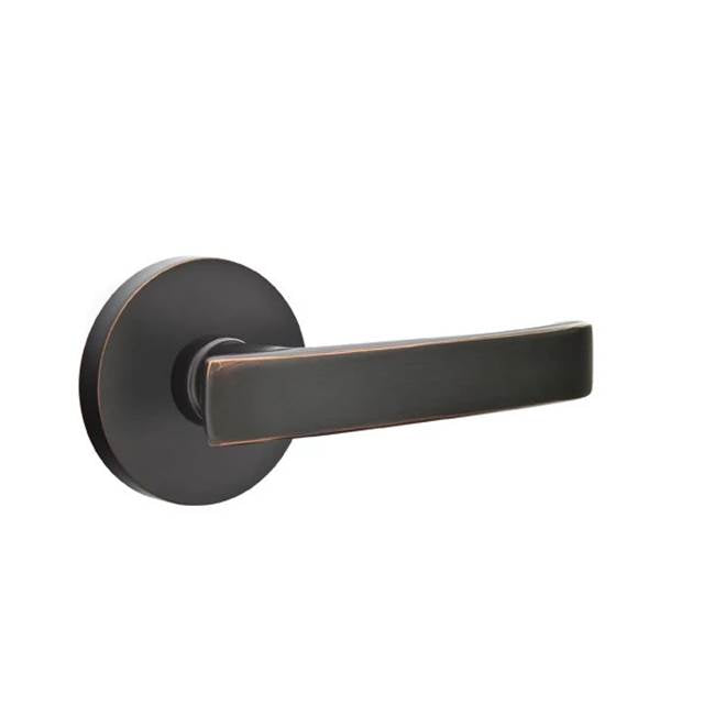 Emtek - Privacy, Disk Rosette, Geneva Lever, LH, US10B - Oil Rubbed Bronze