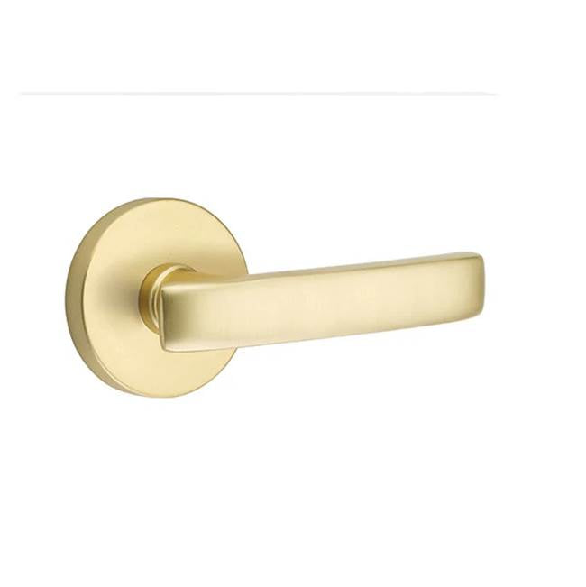 Emtek - Concealed, Privacy, Disk Rosette, Geneva Lever, US4 - Satin Brass