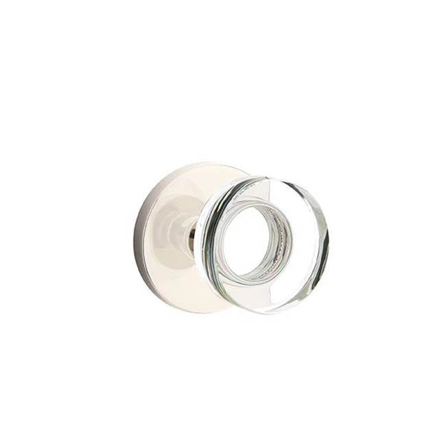 Emtek - Dummy, Disk Rosette, Modern Disc Crystal Knob, US14 - Polished Nickel