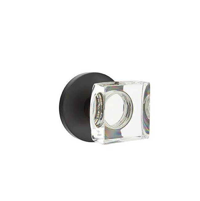 Emtek - Dummy, Disk Rosette, Modern Square Crystal Knob, US19 - Flat Black