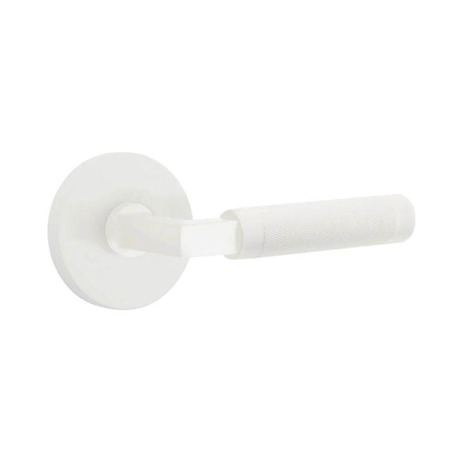 Emtek - Select Dummy, Disk Rosette MW, L-Square Stem MW, Knurled Handle MW - Matte White