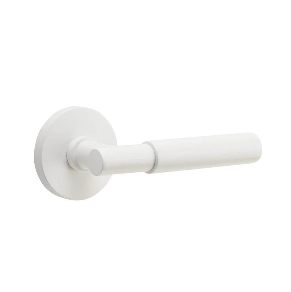 Emtek - Select Privacy, Disk Rosette MW, T-Bar Stem MW, Smooth Handle MW LH - Matte White