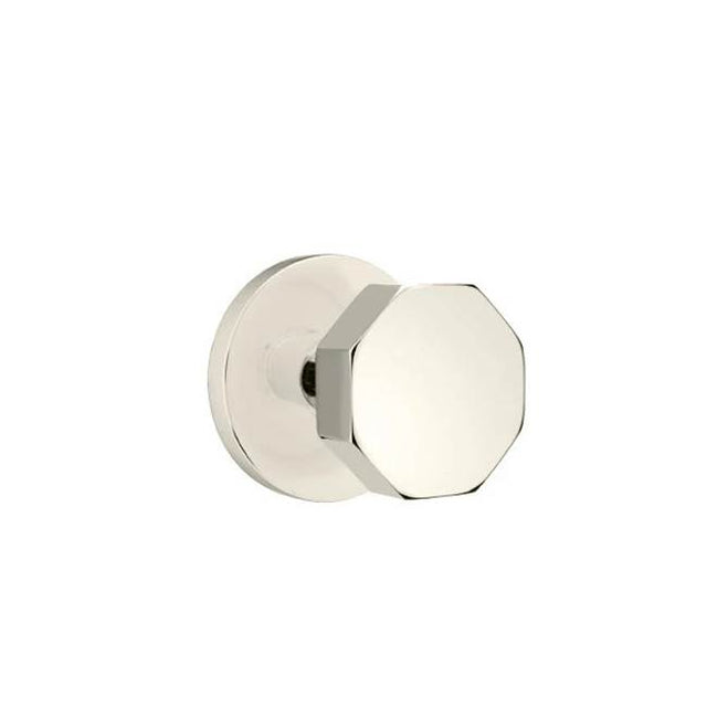 Emtek - Concealed, Privacy, Disk Rosette, Octagon Knob, US14 - Polished Nickel
