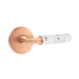 Emtek - Select Privacy, Disk Rosette Satin Rose Gold, R-Bar Stem Satin Rose Gold, Light Terrazzo Handle, RH - Satin Rose Gold