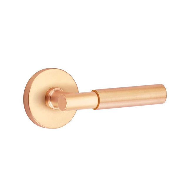 Emtek - Concealed Fastener, Select Passage, Disk Rosette SRG, T-Bar Stem SRG, Smooth Handle SRG - Satin Rose Gold