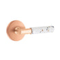 Emtek - Select Passage, Disk Rosette Satin Rose Gold, T-Bar Stem Satin Rose Gold, Light Terrazzo Handle, LH - Satin Rose Gold
