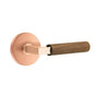 Emtek - Select Passage, Disk Rosette Satin Rose Gold, L-Square Stem Satin Rose Gold, Dark Walnut Handle, RH - Satin Rose Gold