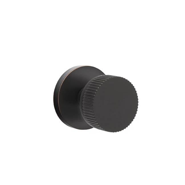 Emtek - Privacy, Disk Rosette US10B, Conical Stem US10B, Straight Knurled Knob US10B - Oil Rubbed Bronze