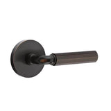 Emtek - Privacy, Disk Rosette US10B, R-Bar Stem US10B, Faceted Handle US10B RH - Oil Rubbed Bronze