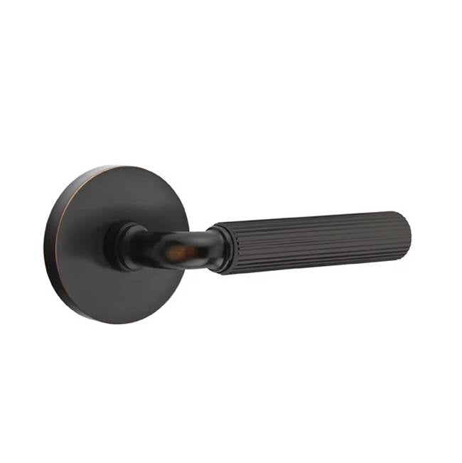 Emtek - Dummy, Disk Rosette US10B, R-Bar Stem US10B, Straight Knurled Handle US10B - Oil Rubbed Bronze