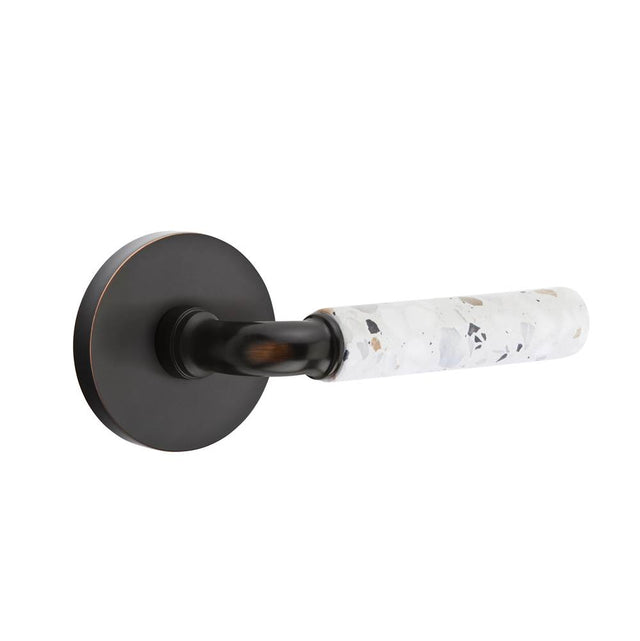 Emtek - Select Dummy, Disk Rosette US10B, R-Bar Stem US10B, Light Terrazzo Handle - Oil Rubbed Bronze