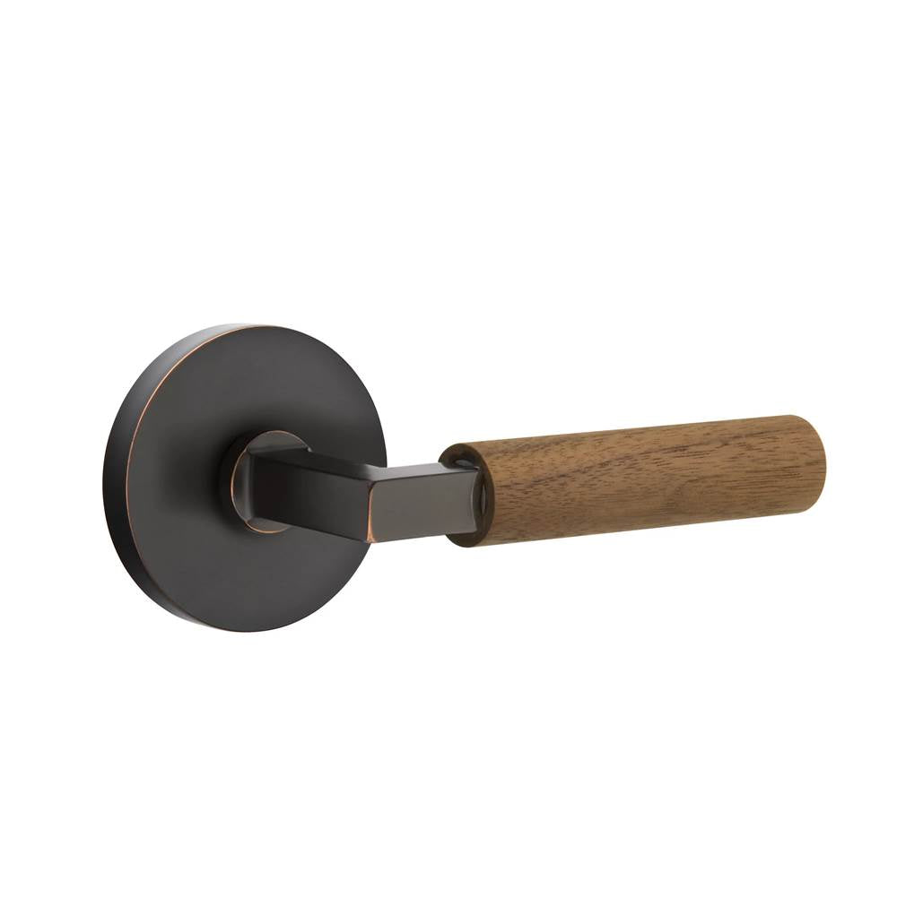 Emtek - Select Dummy, Disk Rosette US10B, L-Square Stem US10B, Dark Walnut Handle - Oil Rubbed Bronze