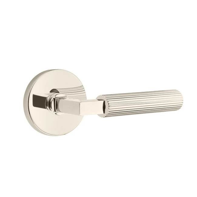 Emtek - Privacy, Disc Rosette US14, L-Square Stem US14, Straight Knurled Handle US14 LH - Polished Nickel