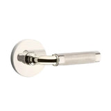 Emtek - Passage, Disk Rosette US14, R-Bar Stem US14, Knurled Handle US14 RH - Polished Nickel