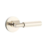 Emtek - Privacy, Disc Rosette US14, T-Bar Stem US14, Faceted Handle US14 RH - Polished Nickel