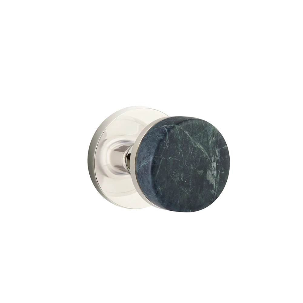 Emtek - Select Dummy, Disk Rosette US14, Conical Stem US14, Green Marble Knob - Polished Nickel